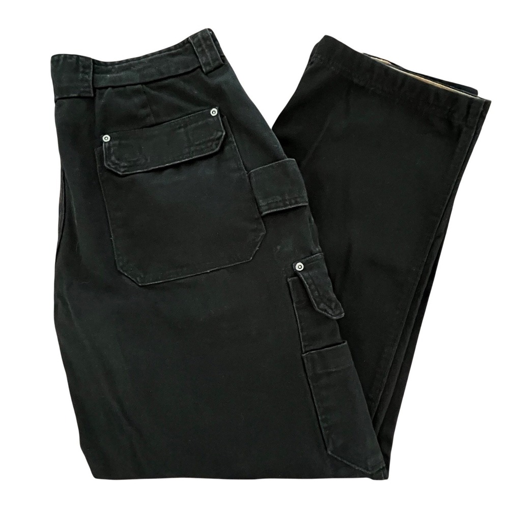 Duluth Trading Fire Hose Cargo Work Pants 38x32 Black Utility Rugged Heavy Duty